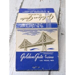 Vintage Matchbook Cover Golden Gate Casino Las‎ Vegas, Nevada Downtown 30 Strike